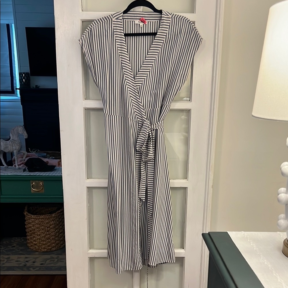 Madewell Black and White Wrap Midi Dress